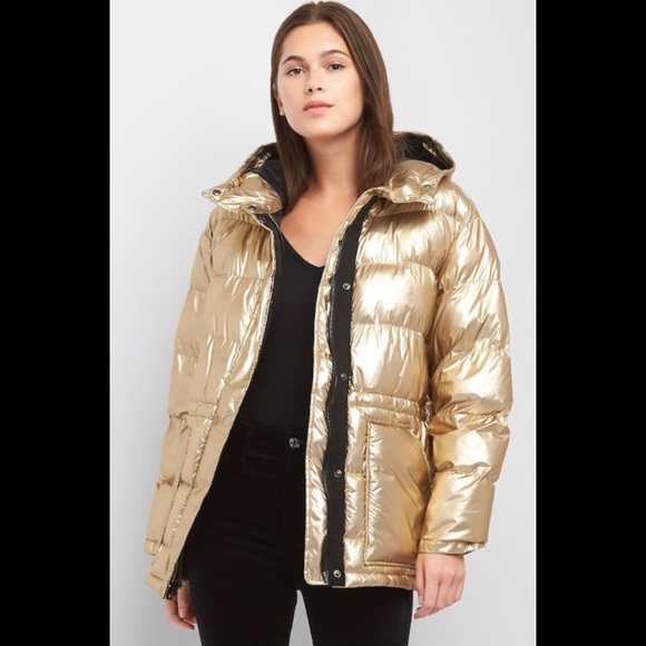 gap gold puffer jacket
